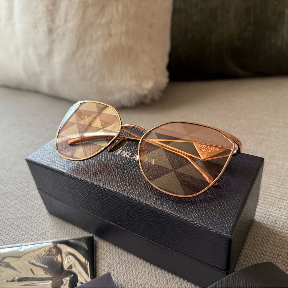 Prada Rose Gold Aviator Sunglasses